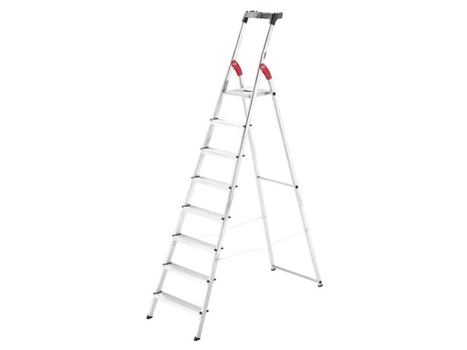 [90233206 1334928] Hailo Bockleiter L60, Alu, mit Arbeitsschale 8 Stufen