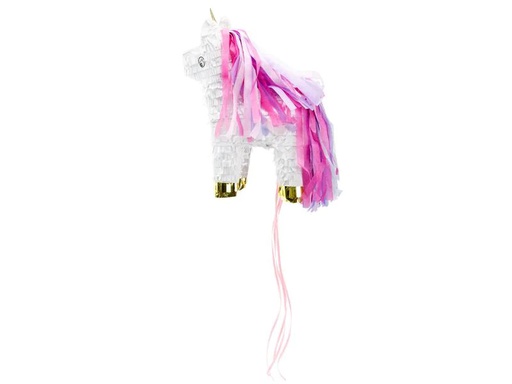 [90233324 1330535] Partydeco Pinata Einhorn, 24.5 x 34 x 9 cm, Pink/Weiss, 1 Stück