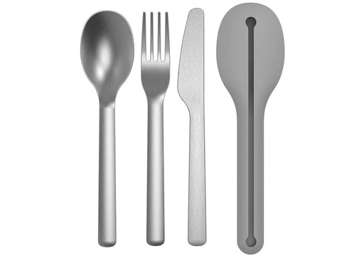 [90234150 1382743] BergHOFF Besteck-Set to go Picknick Leo 3-teilig, Silber matt/Grey