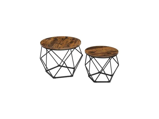 [90234872 1375231] VASAGLE Beistelltisch 2er Set 40/50 x 36 cm/40 cm, Braun/Schwarz