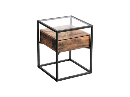 [90234943 1375225] VASAGLE Beistelltisch mit Schublade 43 x 54 cm, Braun/Schwarz