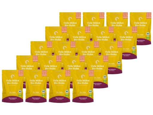 [90235892 1371363] Herrmann's Nassfutter Bio Huhn mit Karotte und Kamut, 20 x 100g