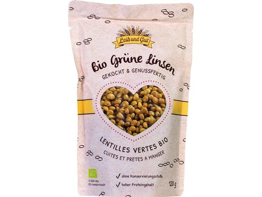 [90235922 1385006] Leib und Gut Bio Grüne Linsen gekocht 120 g