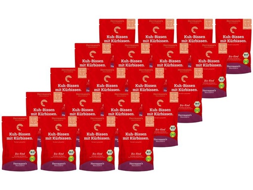 [90235942 1371364] Herrmann's Nassfutter Bio Rind mit Kürbis und Quinoa, 20 x 100g