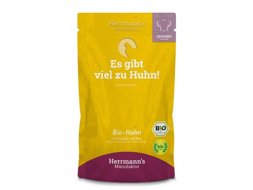 [90236093 1371329] Herrmann's Nassfutter Sensibel Bio Huhn mit Karotte und Reis