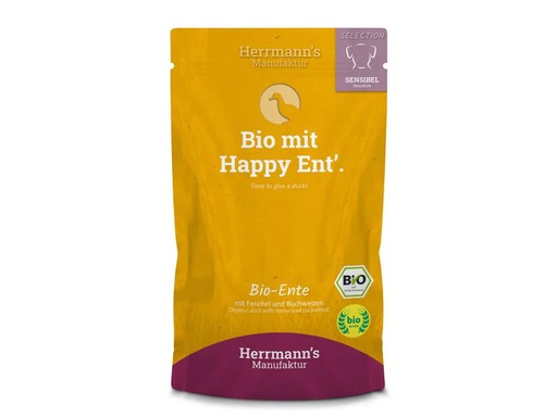 [90236101 1371328] Herrmann's Nassfutter Sensibel Bio Ente mit Fenchel und Buchweizen