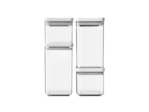 [90040047 904245] Brabantia Vorratsbehälter Tasty 4 Stück, 4.6 l, Transparent/Weiss