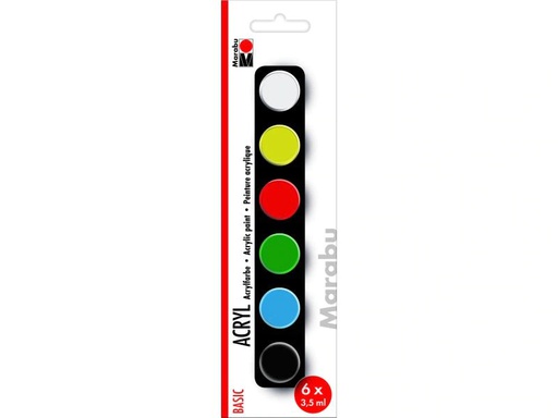 [90040102 1078055] Marabu Acrylfarbe Set Basic 6 x 3.5 ml