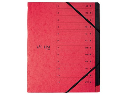 [90236864 1384518] VON Ordnungsmappe mit 12 Fächern, Rot
