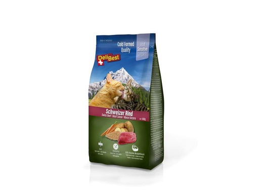[90237480 1384770] DeliBest Halbfeuchtfutter Premium Complete Sensitive Cat, Rind, 600 g