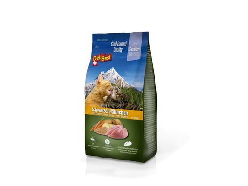 [90237483 1384769] DeliBest Halbfeuchtfutter Premium Complete Sensitive Cat, Huhn, 600 g