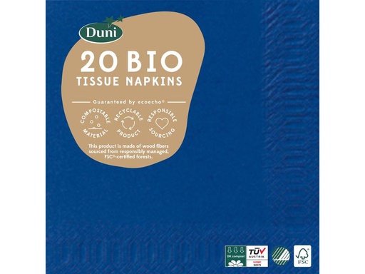 [90238113 1391186] BioPak Papierservietten 24 cm x 24 cm, 20 Stück, Dunkelblau
