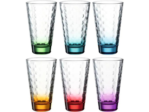 [90040712 1204316] Leonardo Trinkglas Optic 300 ml, 6 Stück, Mehrfarbig