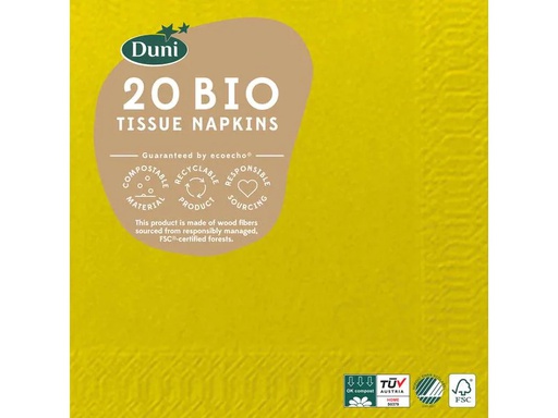 [90238636 1397162] BioPak Papierservietten 24 cm x 24 cm, 20 Stück, Dunkelgelb