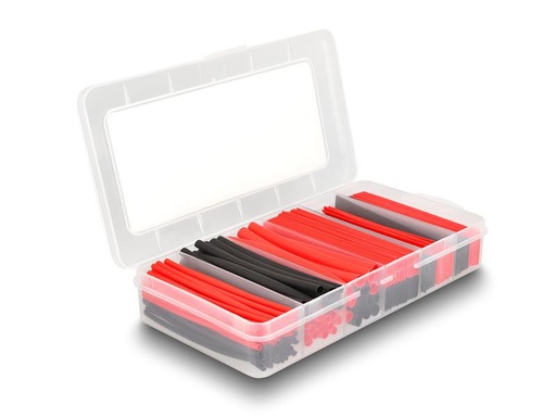 [90238901 1388231] Delock Schrumpfschlauch Sortimentsbox, schwarz/rot, 196-teilig