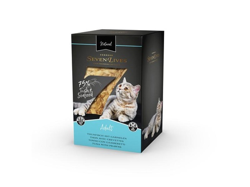 [90239035 1390782] 7Lives Nassfutter Adult Thunfisch mit Garnelen in Fischbrühe, 6x60g