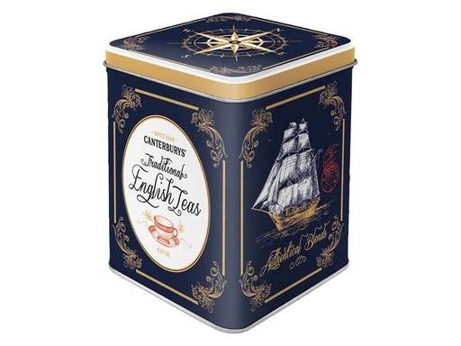 [90239113 1390022] Nostalgic Art Teebeutel-Box Traditional Tea Dunkelblau/Gold/Weiss