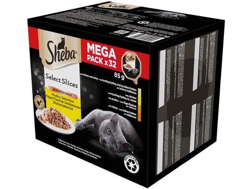 [90239224 1395608] Sheba Nassfutter Selection in Sauce, Geflügel Variation, 32 x 85 g