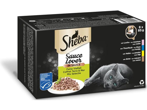 [90239242 1395603] Sheba Nassfutter Selection in Sauce Feine Vielfalt, 8 x 85 g