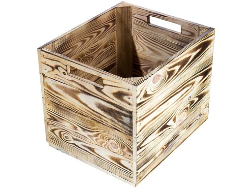 [90041065 1082395] Holz Zollhaus Aufbewahrungskiste Vintage geflammt 33 x 38 cm, Hellbraun