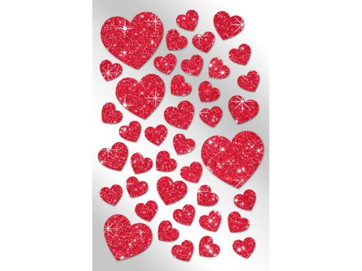 [90041069 1143457] Braun + Company Glitzersticker Herzen Rot