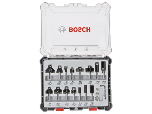 [90239914 1338138] Bosch Professional Fräserset 6 mm-Schaft, 15-teilig