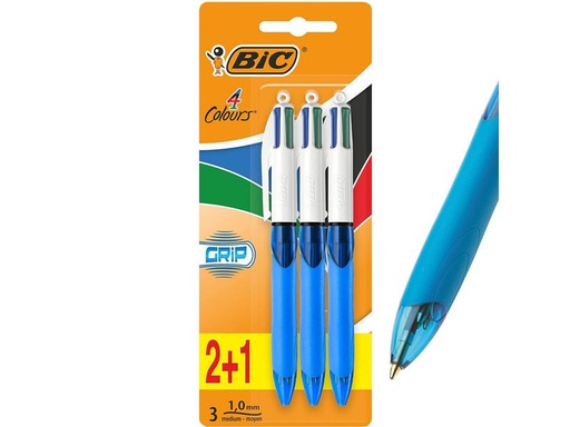 [90240162 1387646] BIC Mehrfarbenkugelschreiber 4 Colours Original 3 Stk. Blau