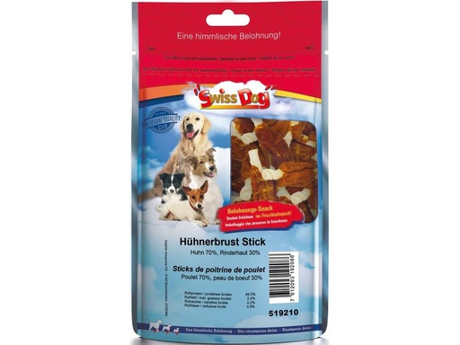 [90240244 1384685] SwissDog Kausnack Hühnerbrust Stick, 7 cm, 500 g