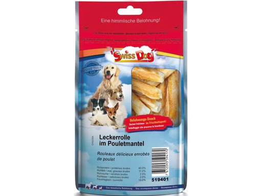 [90240383 1384695] SwissDog Kausnack Leckerrolle im Pouletmantel, 300 g, 15 Stk.