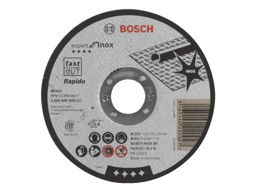 [90240594 1338385] Bosch Professional Trennscheibe gerade Expert for Inox, 115 x 1 mm