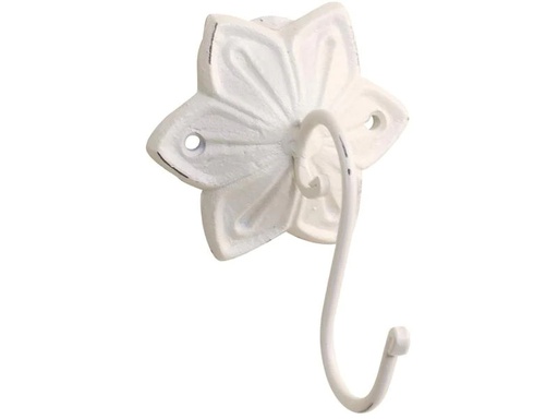 [90240760 1335111] Chic Antique Wandhaken Blume Eisen, Antique Créme