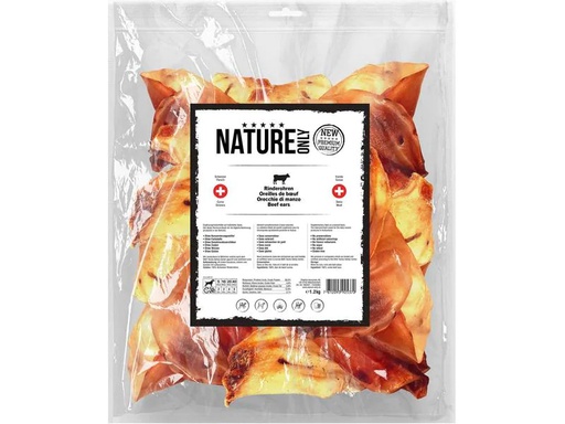 [90240990 1391538] NATUREonly Kausnack Rinderohren, 1.2 kg