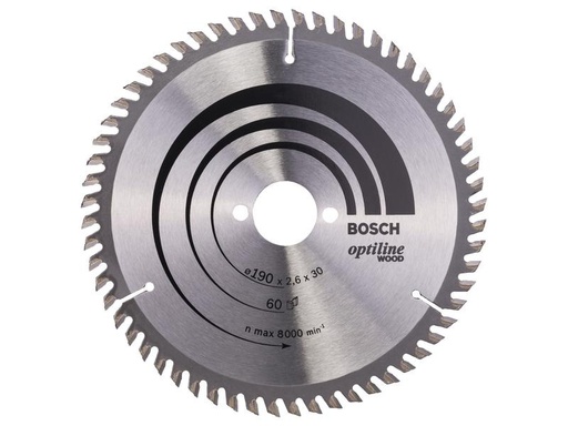 [90241243 1338640] Bosch Professional Kreissägeblatt Optiline Wood, 190 x 30 x 2.6 mm, Z 60