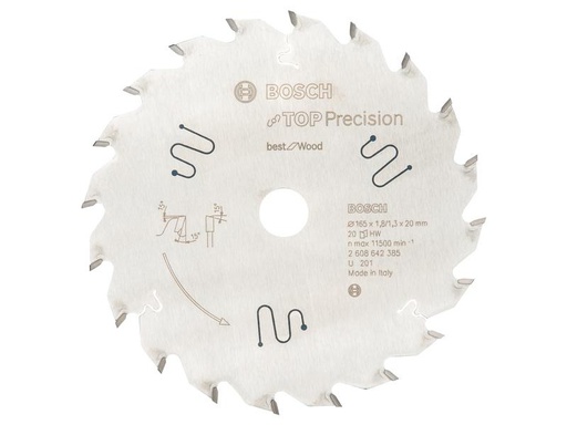 [90241266 1338647] Bosch Professional Kreissägeblatt Best for Wood, 165 x 20 x 1.8 mm, Z 20