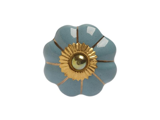 [90041433 1176513] Tranquillo Möbelgriff handgemacht, Ø 4 cm, Hellblau/Gold