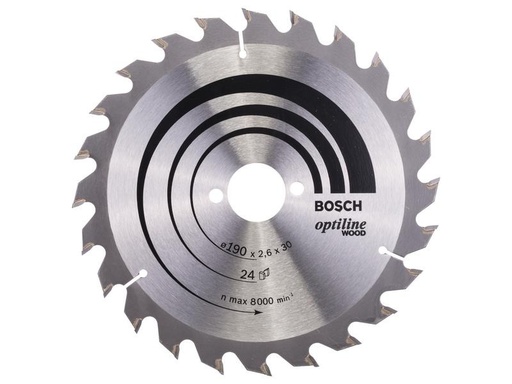 [90241409 1338613] Bosch Professional Kreissägeblatt Optiline Wood, 190 x 30 x 2.6 mm, Z 24