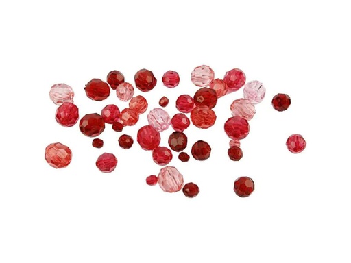 [90041785 846850] Creativ Company Facettenperlen 4-12 mm Rot, 170 Stück