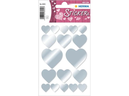 [90041808 1161059] Herma Stickers Metallic Sticker Herzen Silber 36 Stück Silber