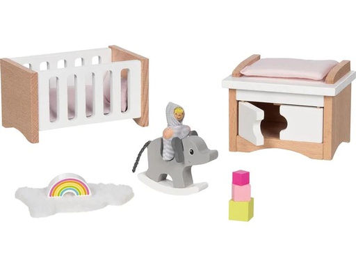 [90243316 1327011] Goki Puppenhausmöbel Babyzimmerausstattung 12-teilig