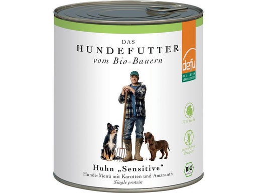 [90243423 1401339] defu Nassfutter Menü Sensitiv Bio Huhn, 820 g