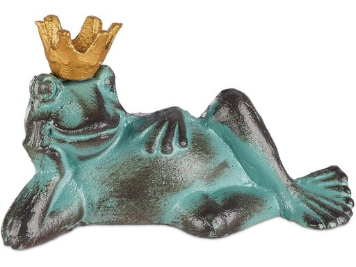 [90243619 1414811] relaxdays Dekofigur Froschkönig M Gusseisen