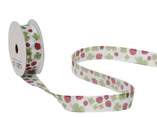 [90042265 1122443] Spyk Geschenkband Cubino Marienkäfer 15 mm x 4 m, Mehrfarbig