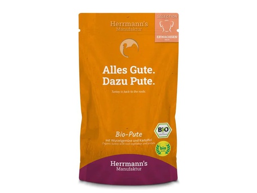 [90244548 1371325] Herrmann's Nassfutter Bio Pute mit Wurzelgemüse, Kartoffeln und Fenchel