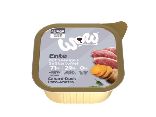 [90244623 1421605] WOW Nassfutter Senior Ente Schale 150g