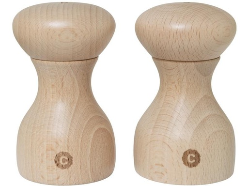 [90244631 1420093] Crush Grind Salz- und Pfeffermühle Lyon 2er Set, 9.6 cm, Hellbraun
