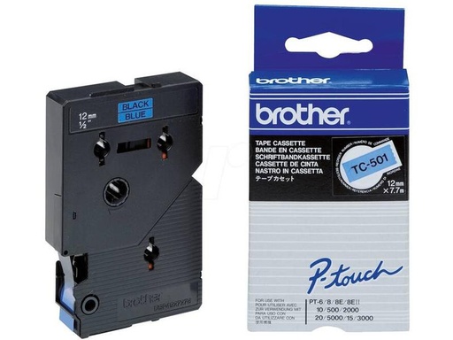 [90244959 1407742] Brother Beschriftungsband TC-501 Schwarz auf Blau