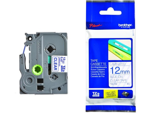 [90244974 1407725] Brother Beschriftungsband TZE-133 Blau auf Transparent