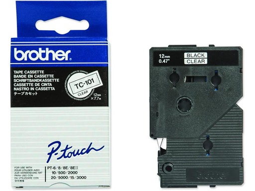 [90244984 1407711] Brother Beschriftungsband TC-101 Schwarz auf Transparent