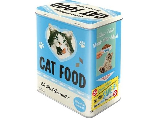 [90245131 1390055] Nostalgic Art Vorratsdose Cat Food 3 l, Blau/Schwarz/Weiss