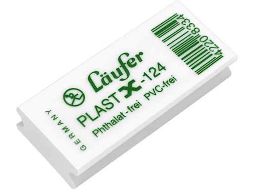 [90245688 1393459] Läufer Radiergummi Plast X-124 46 x 20 x 9 mm, Weiss